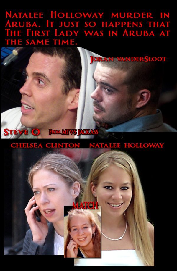 Natalie Holloway's play by Chelsea Clinton and we see her abductor's play by Steve O. The connection is, of course, her mother and of course Steve O's father who is Evelyn D Rothschild. He also plays Bernie Sanders and this is why we see Bernie and Hillary together.
